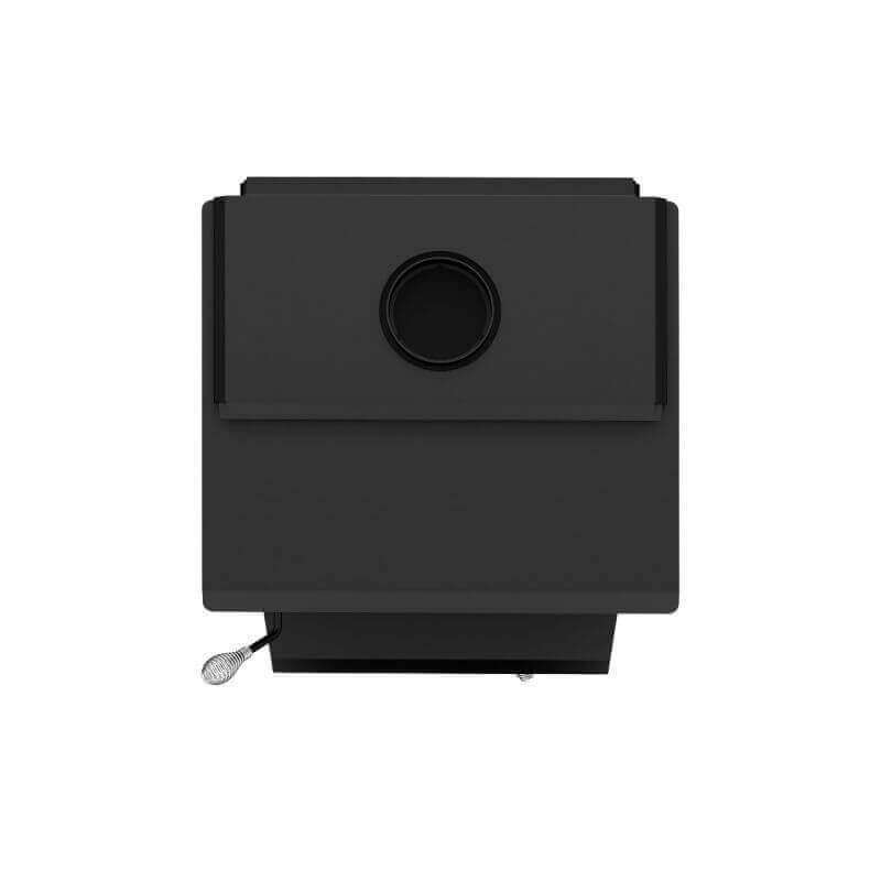 Top view of Drolet Escape 2100 Wood Stove, available at Cabin Depot for heating spaces up to 2,700 ft²; out of stock, pre-order for 2025.