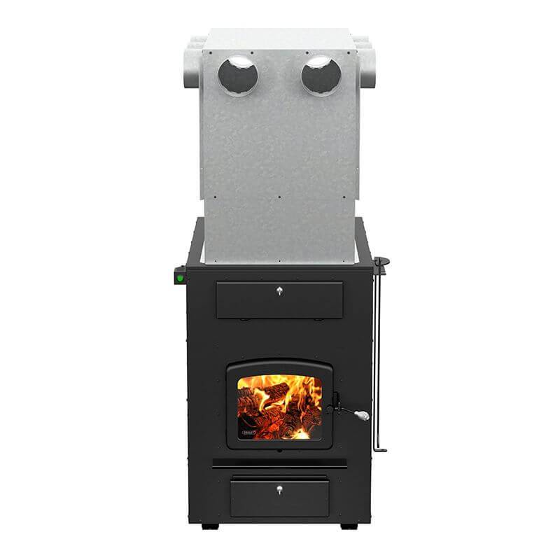 Drolet Heat Commander Wood Furnace from Cabin Depot, EPA certified, energy-efficient heating system, innovative design.