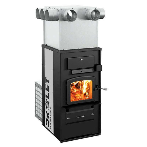 Drolet Heatpro Wood Furnace with Large Combustion Chamber for Home Heating, 421,000 BTU, Adjustable Hot Air Plenum