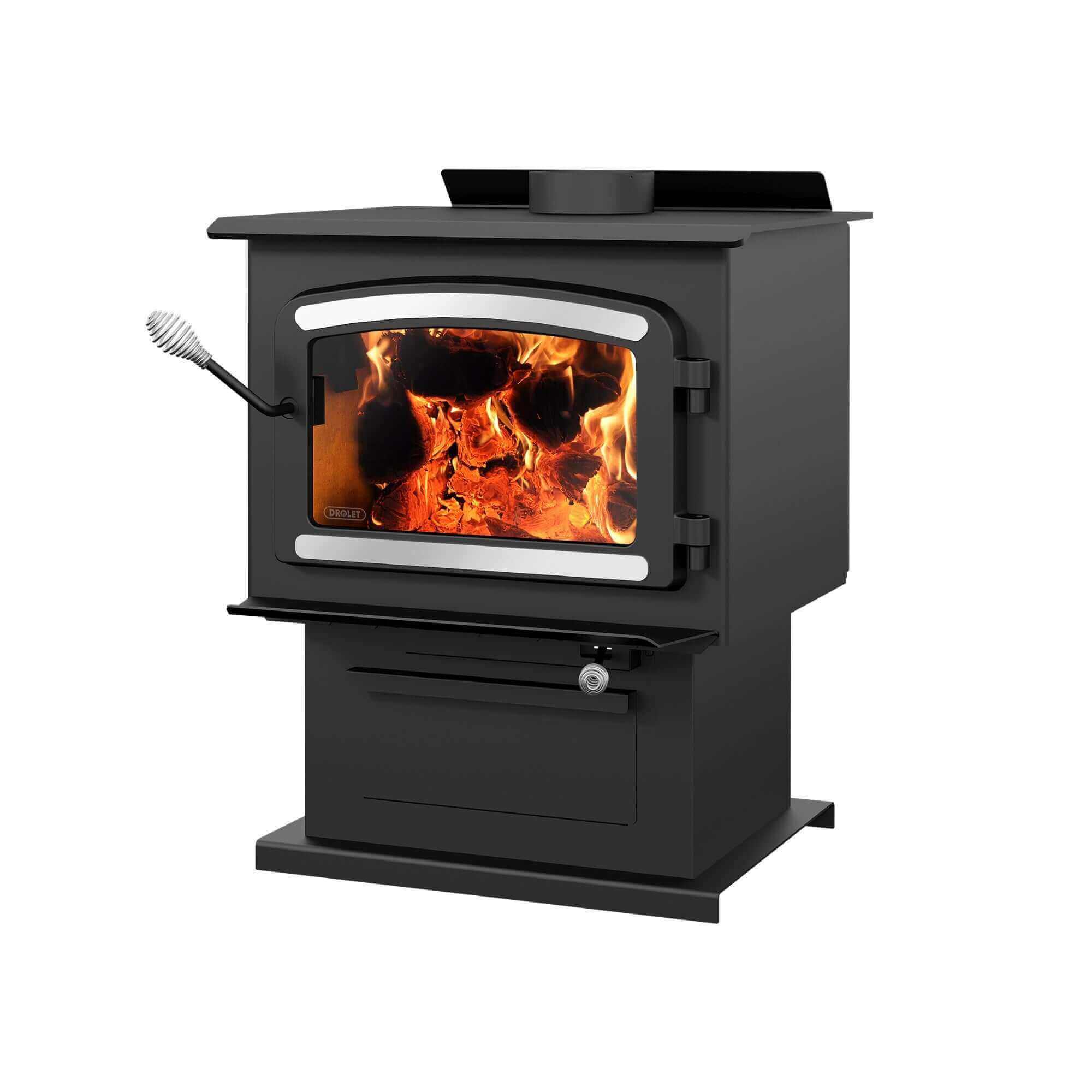 Drolet Heritage Wood Stove with Blower from Cabin Depot - 75,000 BTU/h for heating up to 2,100 ft². Free Shipping included.