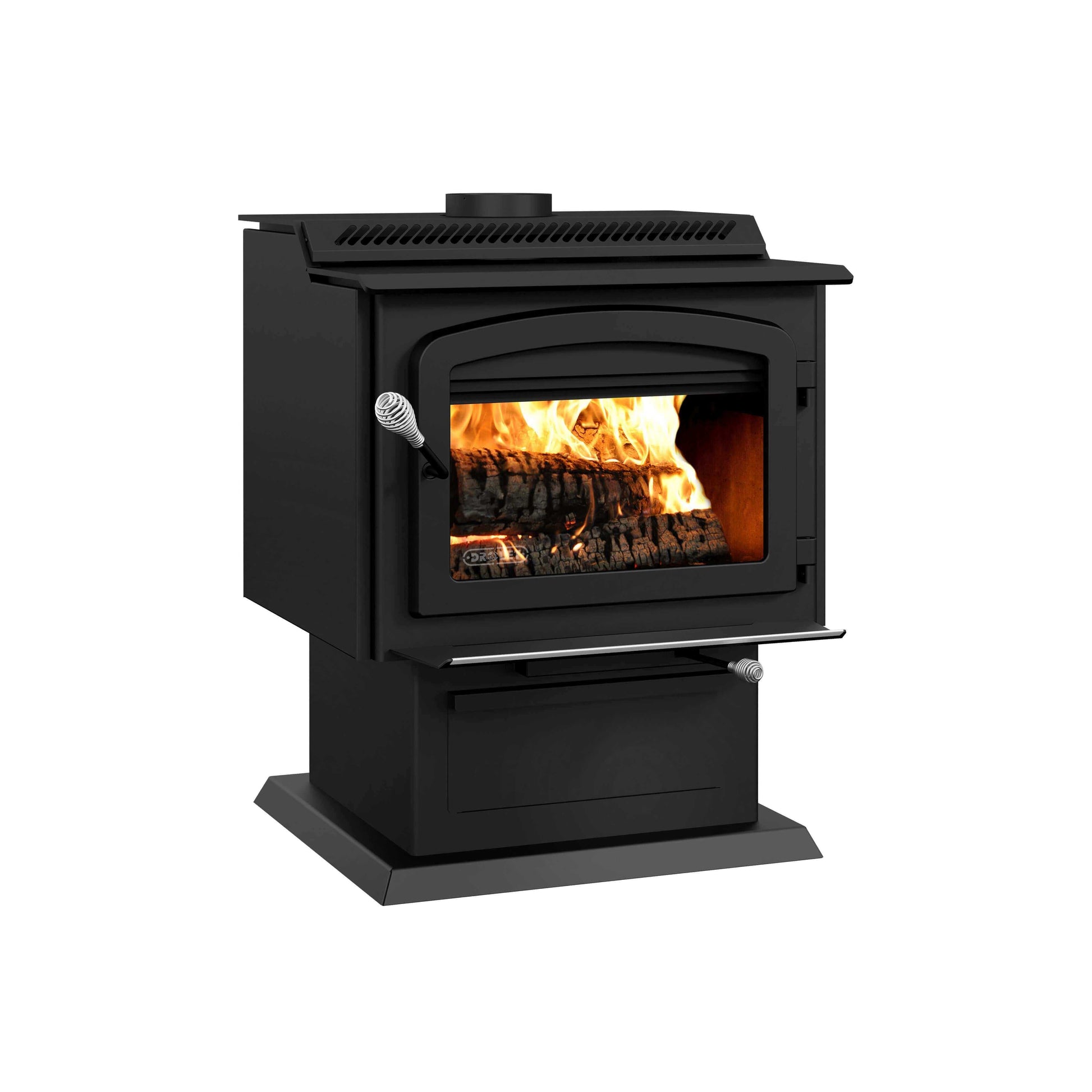Drolet HT-3000 Wood Stove heating appliance for 2,700 sq ft spaces available at Cabin Depot, EPA certified eco-responsible heating solution.