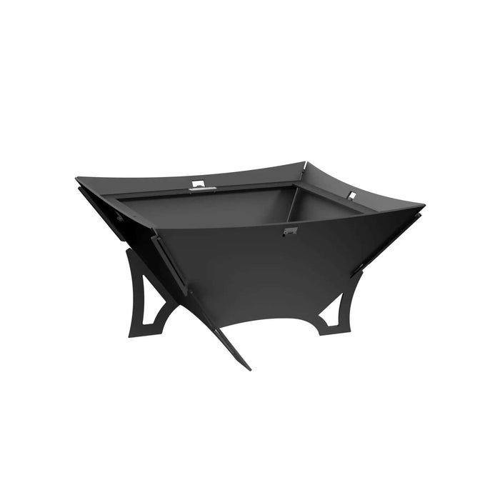 Drolet Nordet Fire Pit, portable design, black metal, easy to assemble, ideal for outdoor campfires at lakeside or cottage.