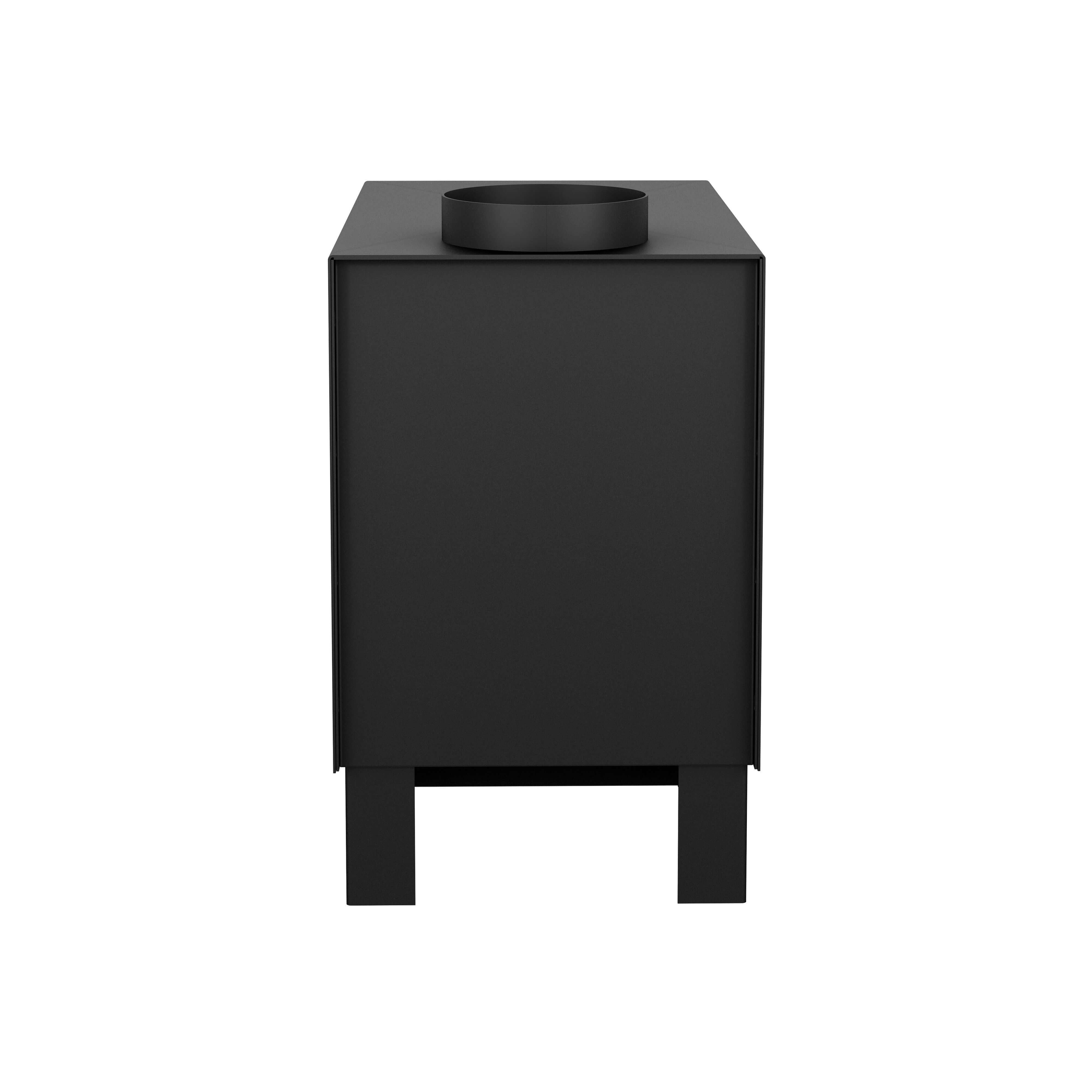 Drolet Hunter Camp Stove by Cabin Depot, portable steel stove for warming and cooking, ideal for temporary cabin installations.