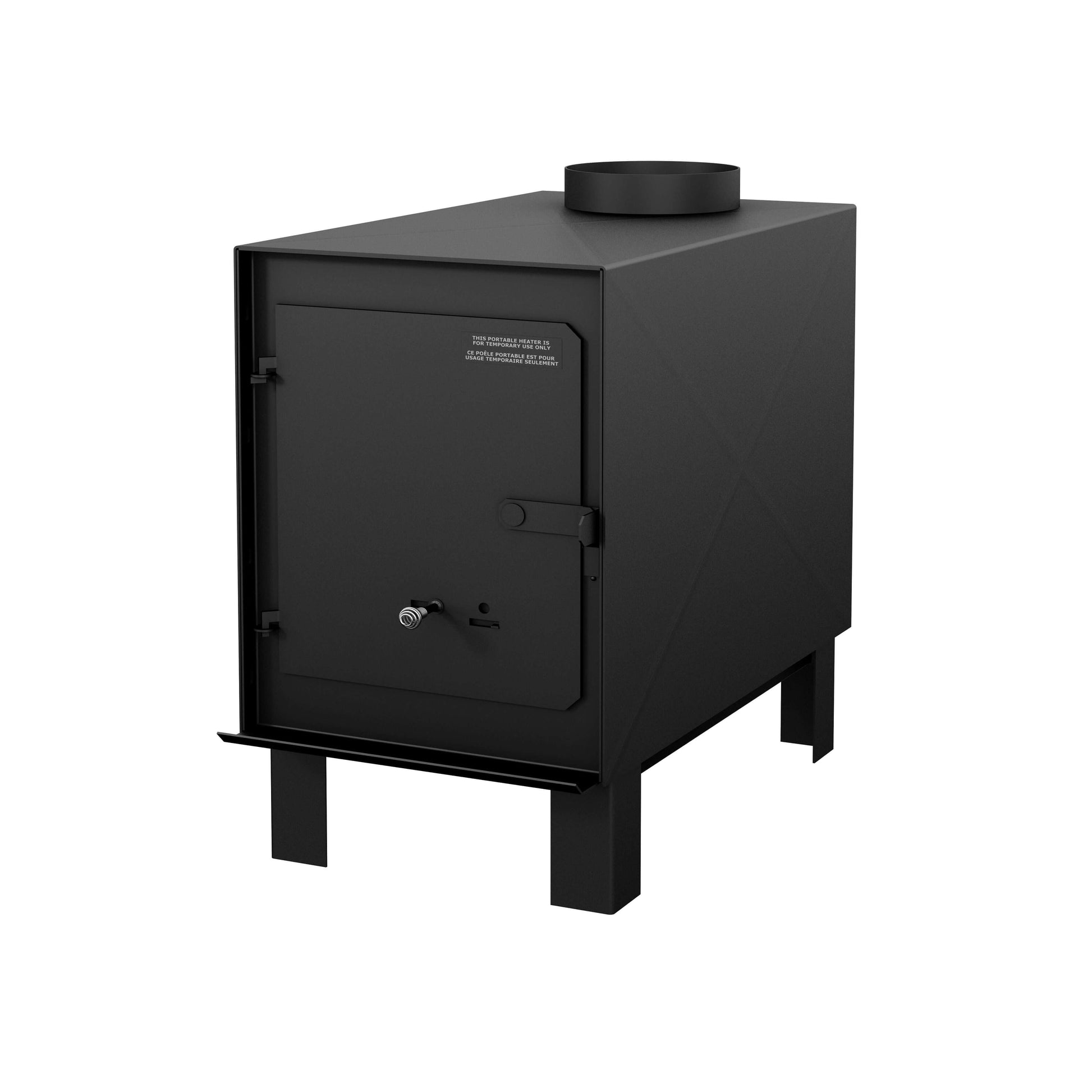 Drolet Hunter Camp Stove available at Cabin Depot, recreational wood stove, durable steel, portable heating and cooking solution.