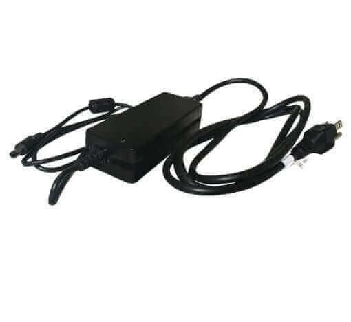 Laveo Dry Flush AC adapter for portable toilet, 60 watts, 100/220v to 12v DC, ideal for home or cabin use.