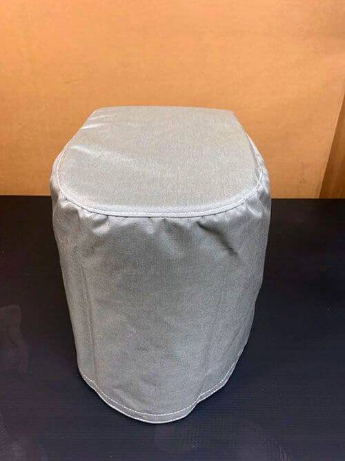 Silver Laveo Dry Flush Seat Cover with durable canvas and 3" foam top, perfect for boaters, doubles as a seat or table.