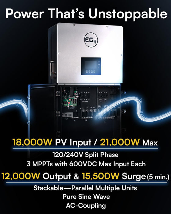 EG4 18kPV Hybrid Inverter EG4-18KPV-12LV 48V Split Phase 120/240VAC