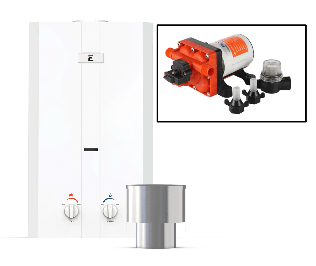 Eccotemp L10 Outdoor Tankless Water Heater with Seaflo Pump & Strainer - Available at Cabin Depot
