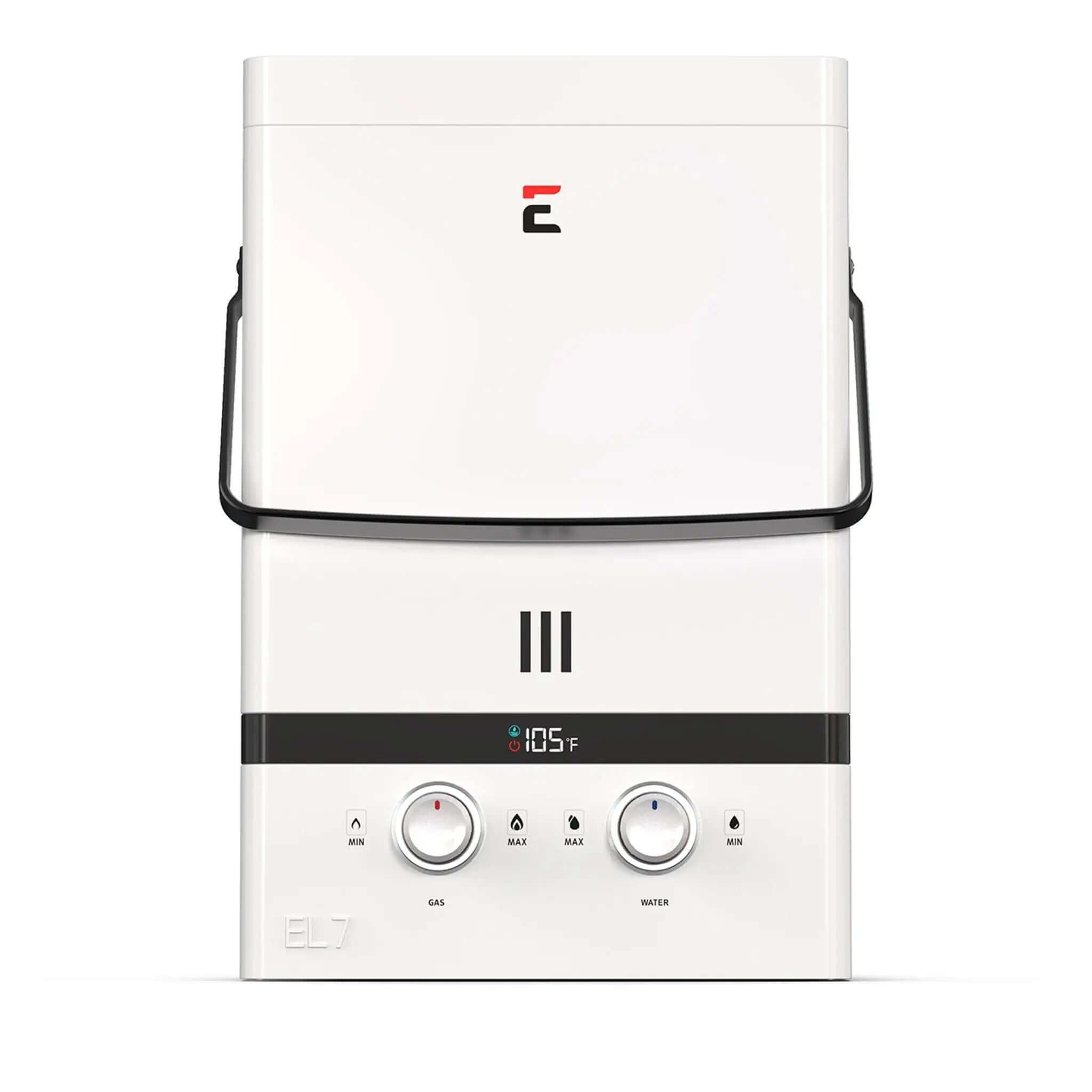 Eccotemp EL7 Luxe Outdoor Portable Tankless Water Heater with LED display, perfect for cabins by Cabin Depot.