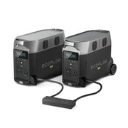 EcoFlow DELTA Pro x2 and Double Voltage Hub for home backup, quiet generator alternative available at Cabin Depot. Free shipping offer.