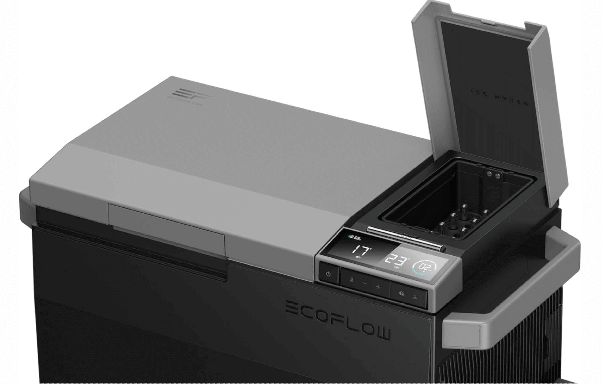 EcoFlow GLACIER 3-In-1 Portable Fridge Freezer Ice Maker, energy-efficient with independent cooling, available at Cabin Depot.