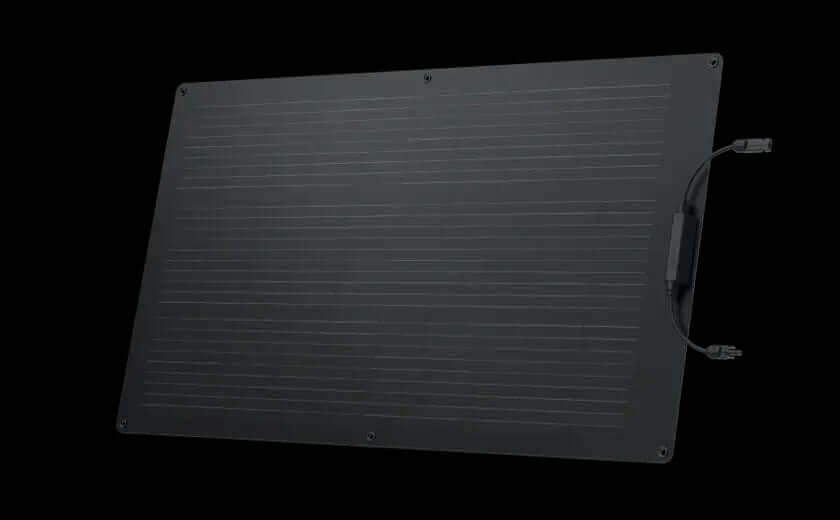 EcoFlow 100W Flexible Solar Panel, lightweight design for van roofs and RVs, fast charging capability, weighs 5.1 lbs.