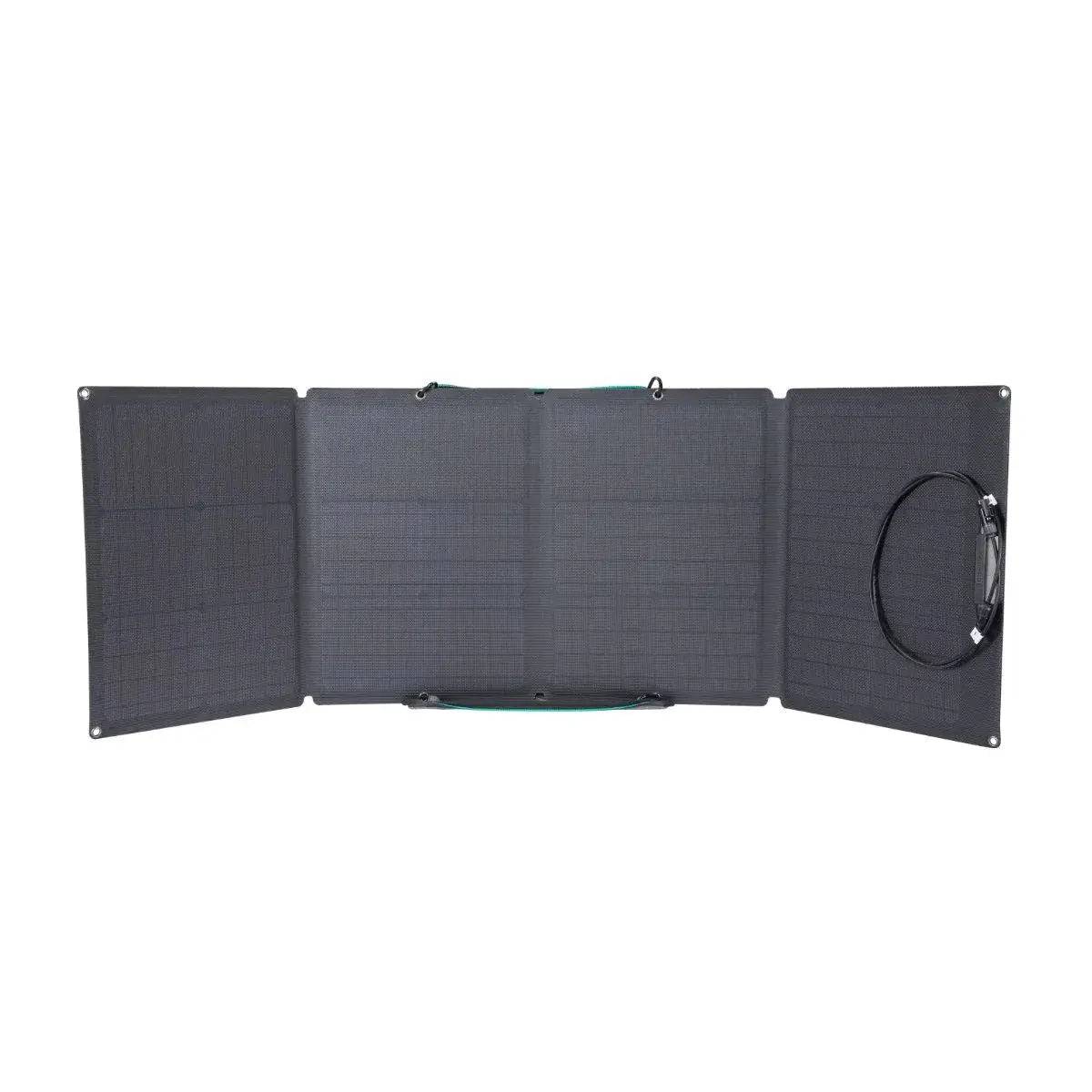 EcoFlow 110W Portable Solar Panel by Cabin Depot, efficient monocrystalline cells, recharges DELTA, compatible with most generators.