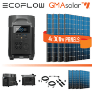 EcoFlow DELTA Pro Portable Power Station Bundle with 4x300W Solar Panels from Cabin Depot, featuring high-capacity home battery.