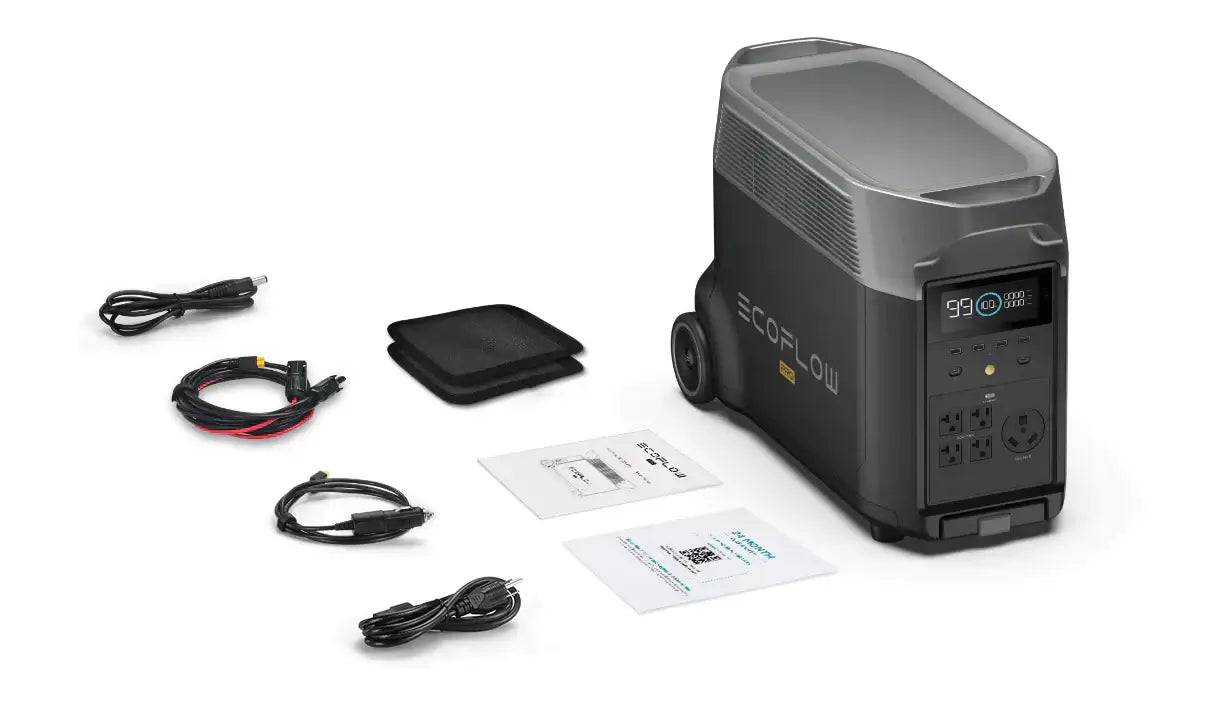 EcoFlow DELTA Pro Portable Power Station with accessories at Cabin Depot