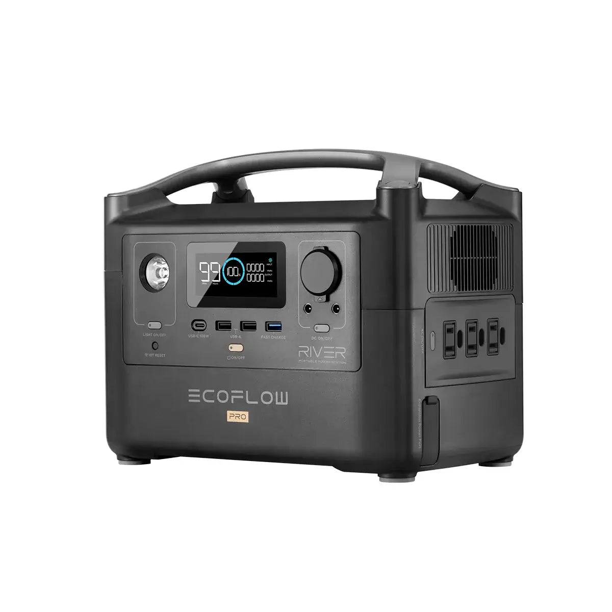 EcoFlow RIVER Pro Portable Power Station, 720Wh, 3x600W AC Outlets, lightweight, available at Cabin Depot, Canada shipping