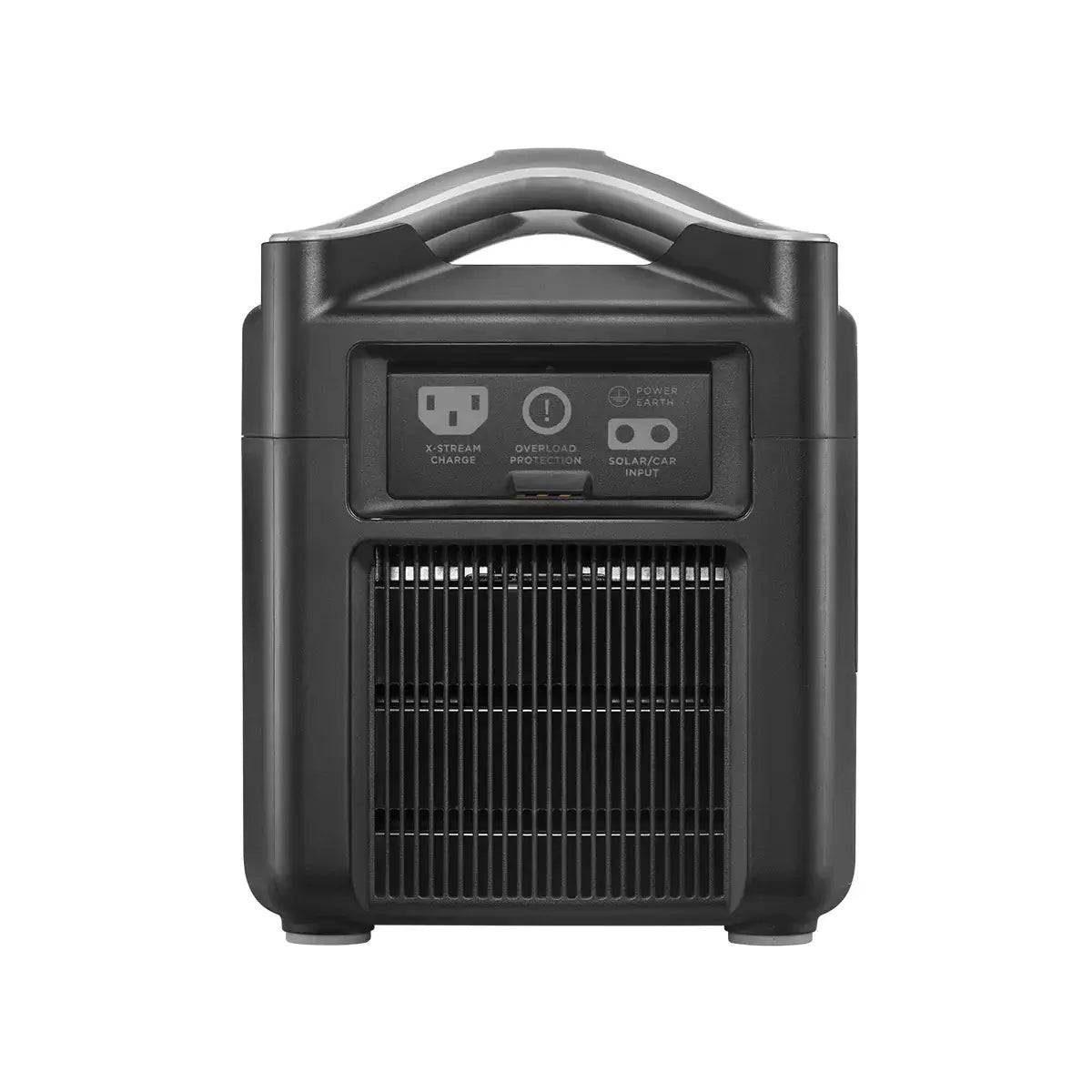 EcoFlow RIVER Pro Portable Power Station front view - Cabin Depot, 3 x 600W AC outlets, 720Wh capacity, ideal for outdoor adventures.