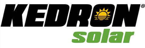 Kedron Solar logo featuring a sun icon, representing premium solar technology from The Cabin Depot.