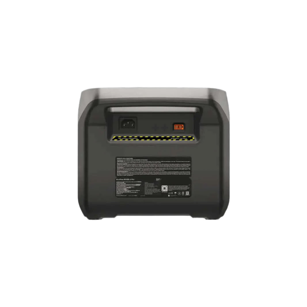 Back view of EcoFlow RIVER 2 Pro Portable Power Station from Cabin Depot, featuring X-Stream Charge Technology.