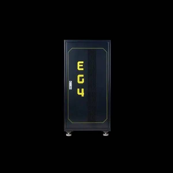 EG4 Preassembled 6 Slot Enclosed Battery Rack from Cabin Depot with secure lockable door and vented front panel for optimal airflow.