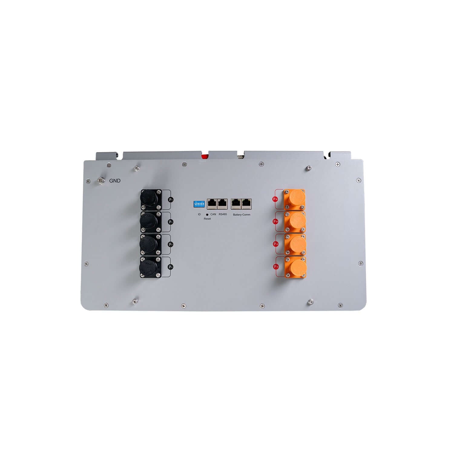 EG4 51.2V 280AH Wall Mount Indoor Battery - Top view with connectors, from Cabin Depot.