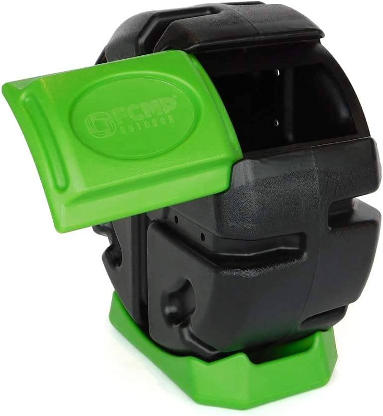 FCMP Outdoor 18.7Gal Rolling Composter in Green from Cabin Depot, featuring easy tumbling design for efficient composting.
