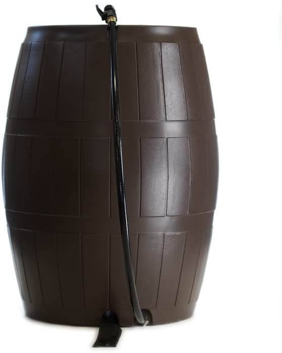 FCMP Outdoor 50Gal Rain Catcher Rain Barrel, Cabin Depot, RC4000 model, brown rainwater collection barrel, eco-friendly design