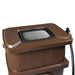 Wood Grain Rain Barrel WG4000-BRN top view showing slim-line design with safety rib, flat back, and downspout placement.