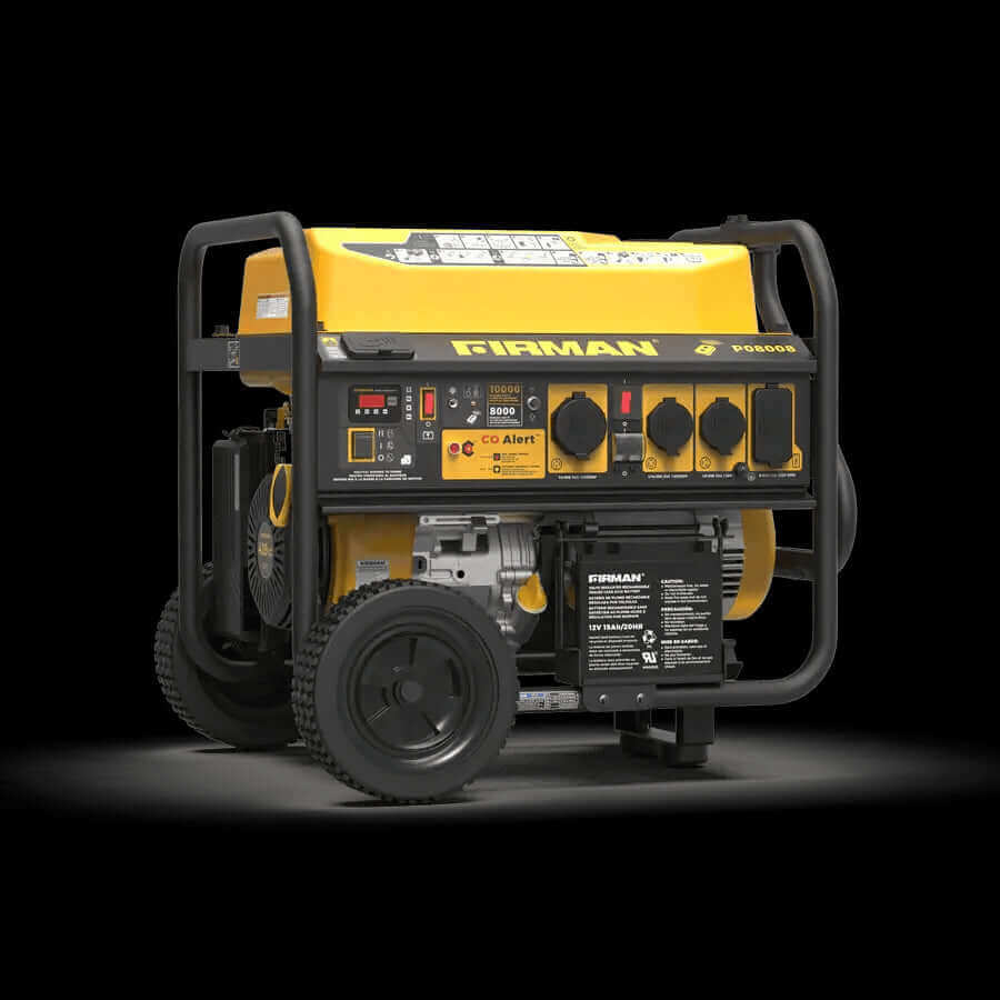 Firman 10000W Remote Start Generator with CO Alert from Cabin Depot, ideal for storm prep and events, 8000W running power.