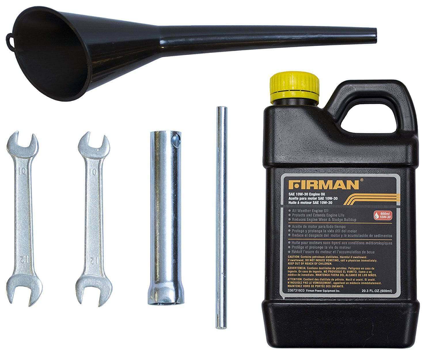 Firman generator maintenance kit with tools and oil for efficient engine performance at Cabin Depot.