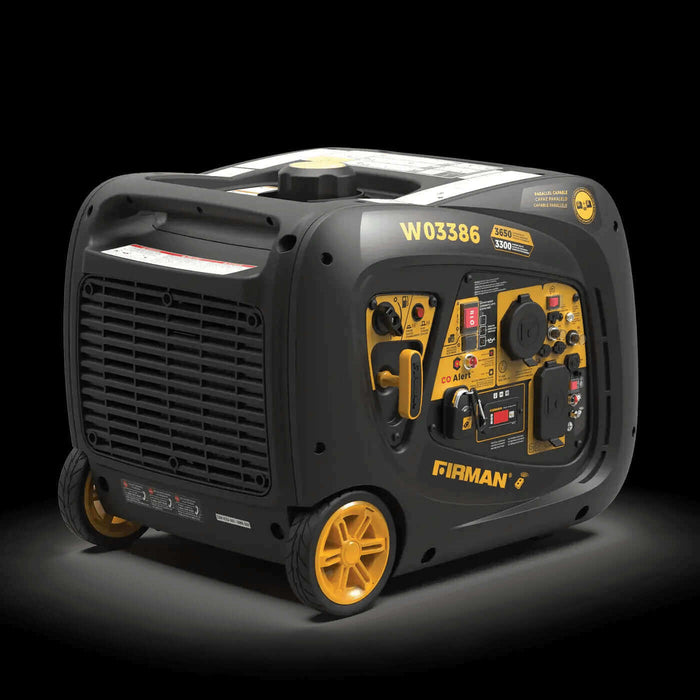 Firman W03386 3,650W Whisper Series Generator with CO Alert and Remote Start, ideal for RV, outdoor events, and crafting enthusiasts.