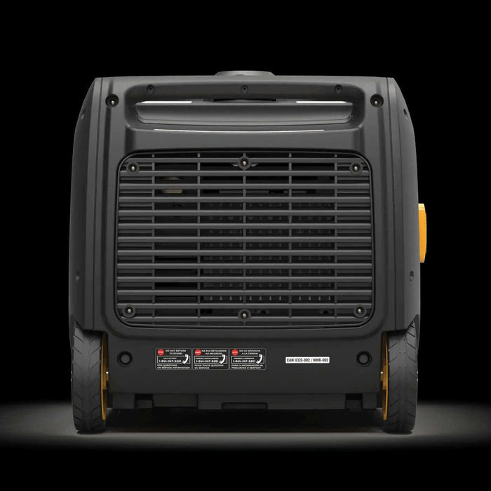 Firman 3,650W Whisper Series portable generator rear view, quiet design for RV, outdoor events, and handcrafting enthusiasts.