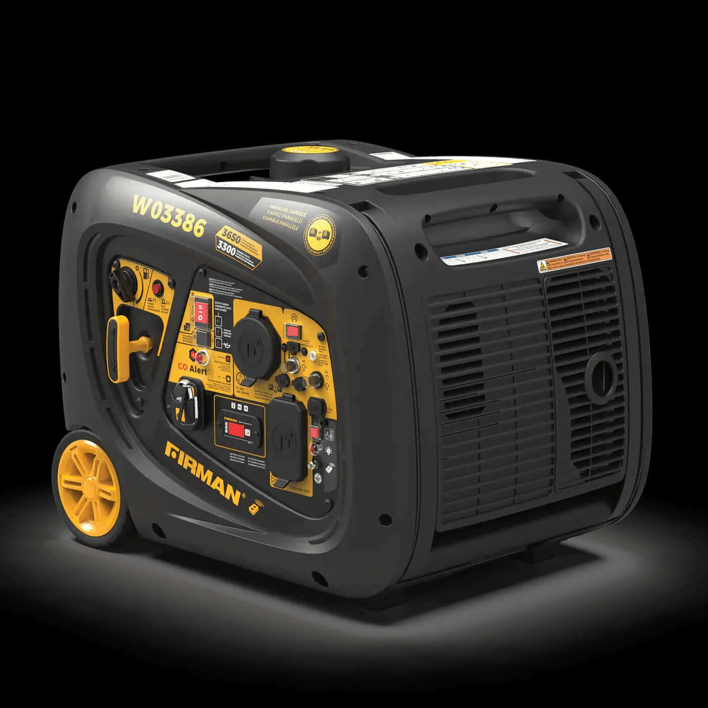 Firman 3,650W Whisper Series Remote Start Generator with CO Alert for RVs, camping, and festivals. Available at Cabin Depot.