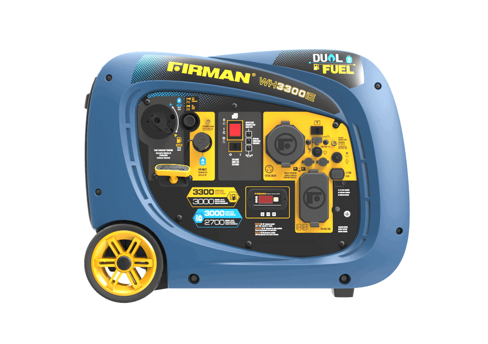 Firman Whisper Dual Fuel Generator, 3300W starting, 3000W running, ideal for cabins, Cabin Depot exclusive, quiet operation 58 decibels.