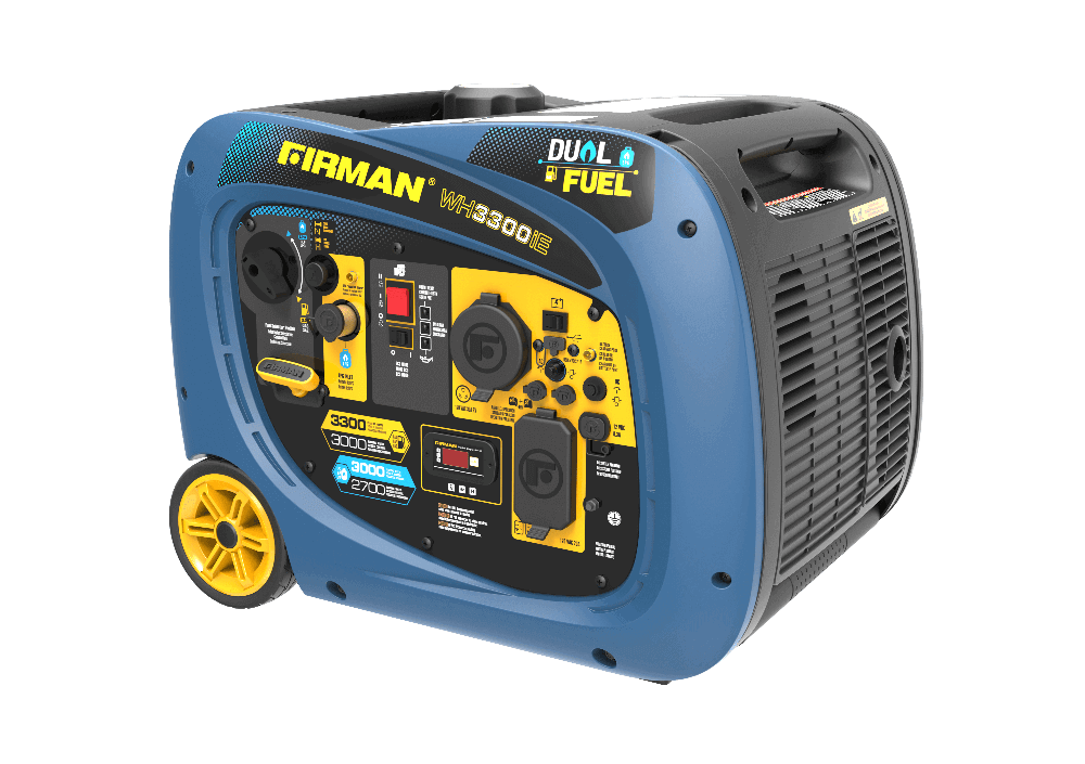 Firman Whisper Series Dual Fuel Generator WH03042 available at Cabin Depot, 3300 starting watts, runs on gas or propane efficiently.