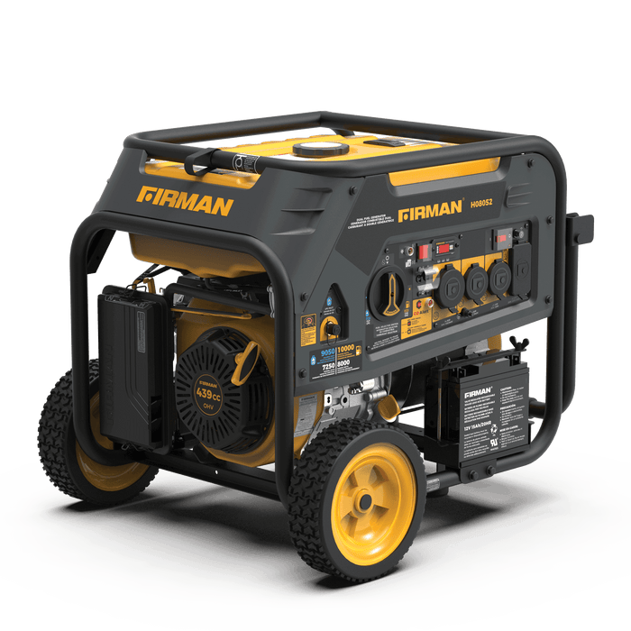 Firman H08052 Dual Fuel Portable Generator for RVs, backup power, farm use; engineered in the USA with 3-year warranty.