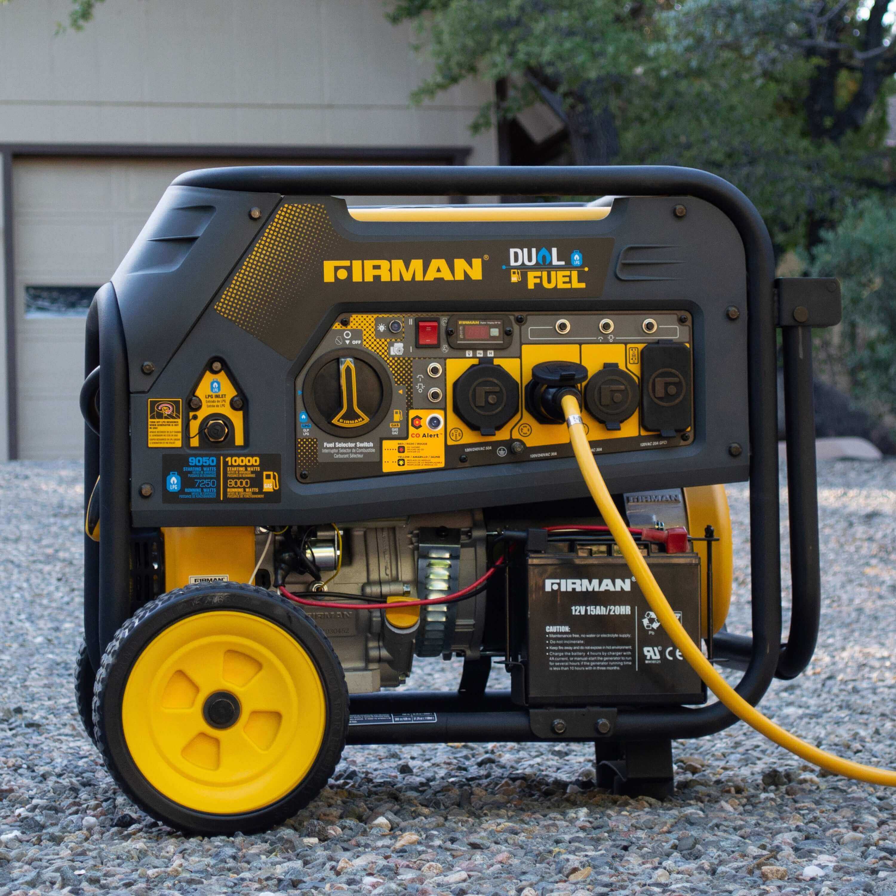 Firman Dual Fuel Portable Generator H08052 at Cabin Depot - Ideal for RVs, backup power, farm use; Engineered USA with 3-year warranty