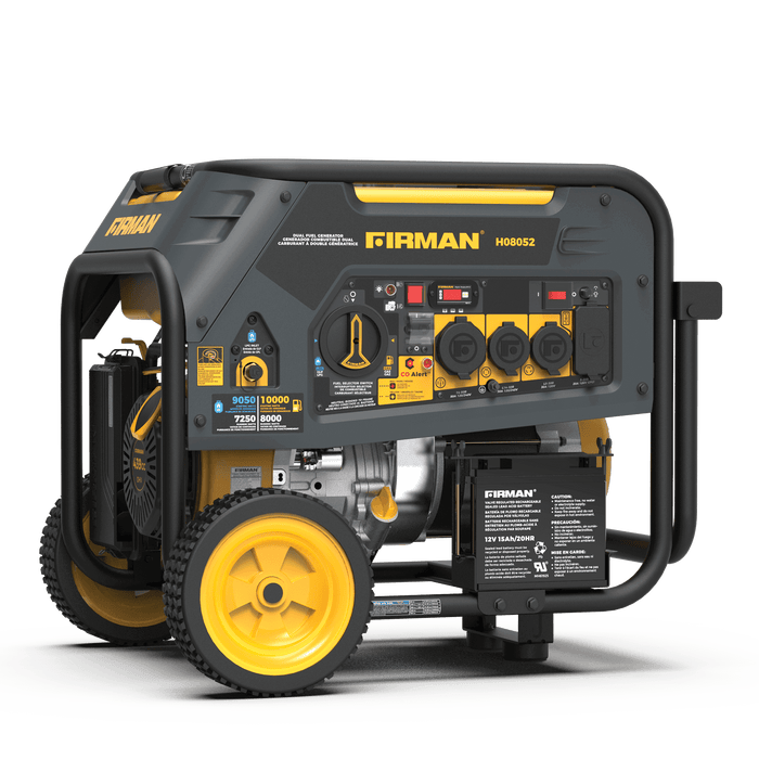 Firman Dual Fuel Portable Generator H08052 for RVs, backup power, and farms. Engineered in the USA with 3-year warranty.