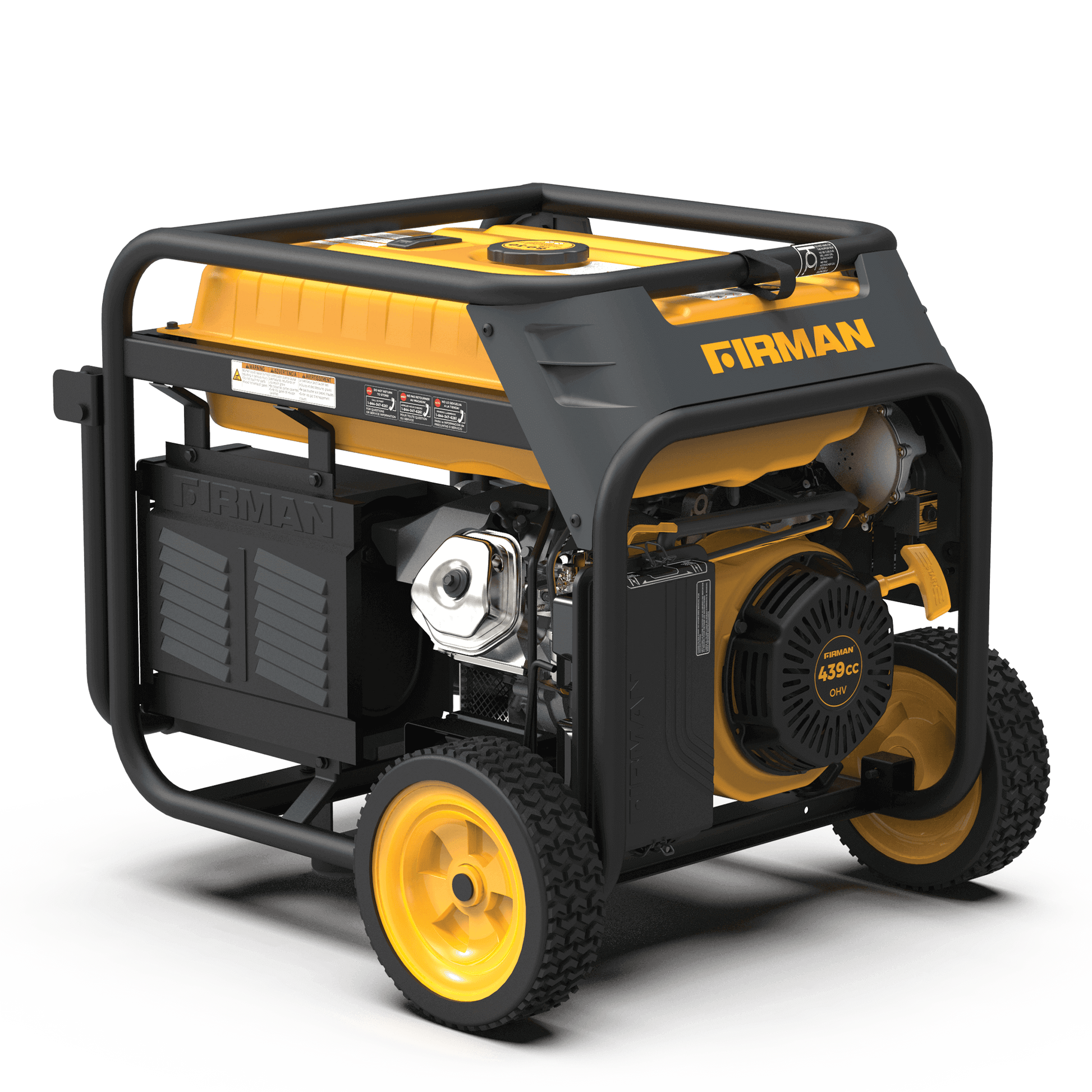 Firman dual fuel portable generator for RVs, backup power, cabin depot; engineered USA, 3-year warranty - handle any condition.