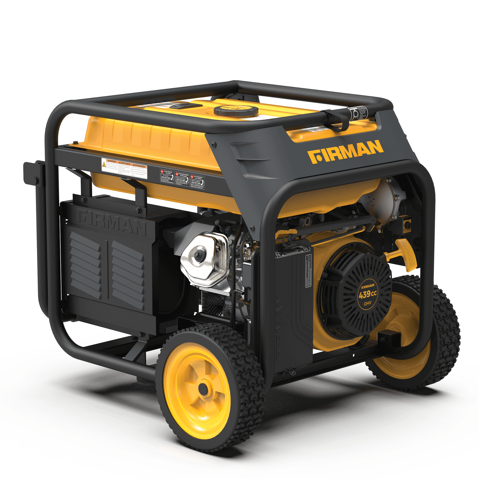Firman dual fuel portable generator for RVs, backup power, cabin depot; engineered USA, 3-year warranty - handle any condition.