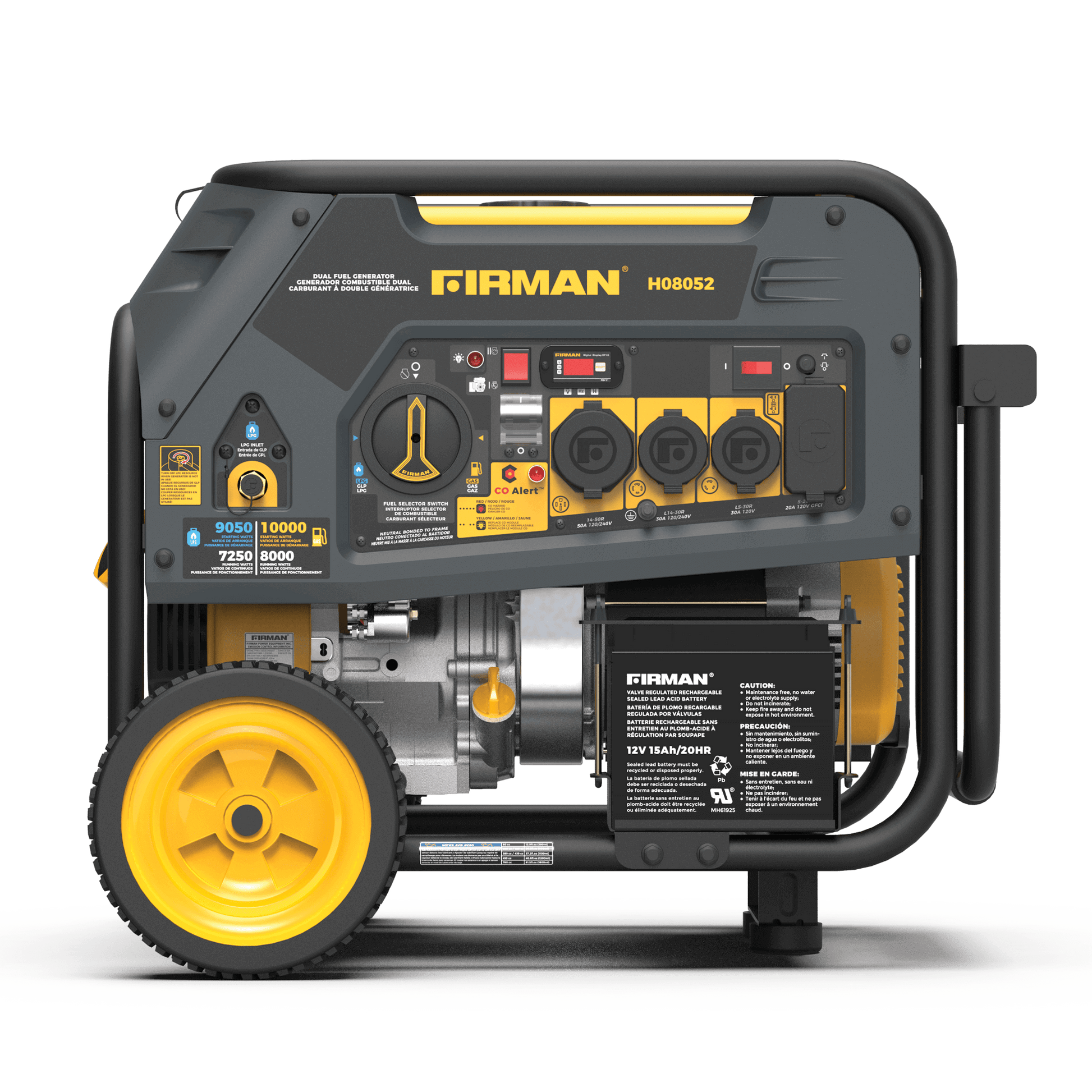 Firman H08052 Dual Fuel Portable Generator for RVs and Backup Power, engineered in USA at Cabin Depot with 3-year warranty.