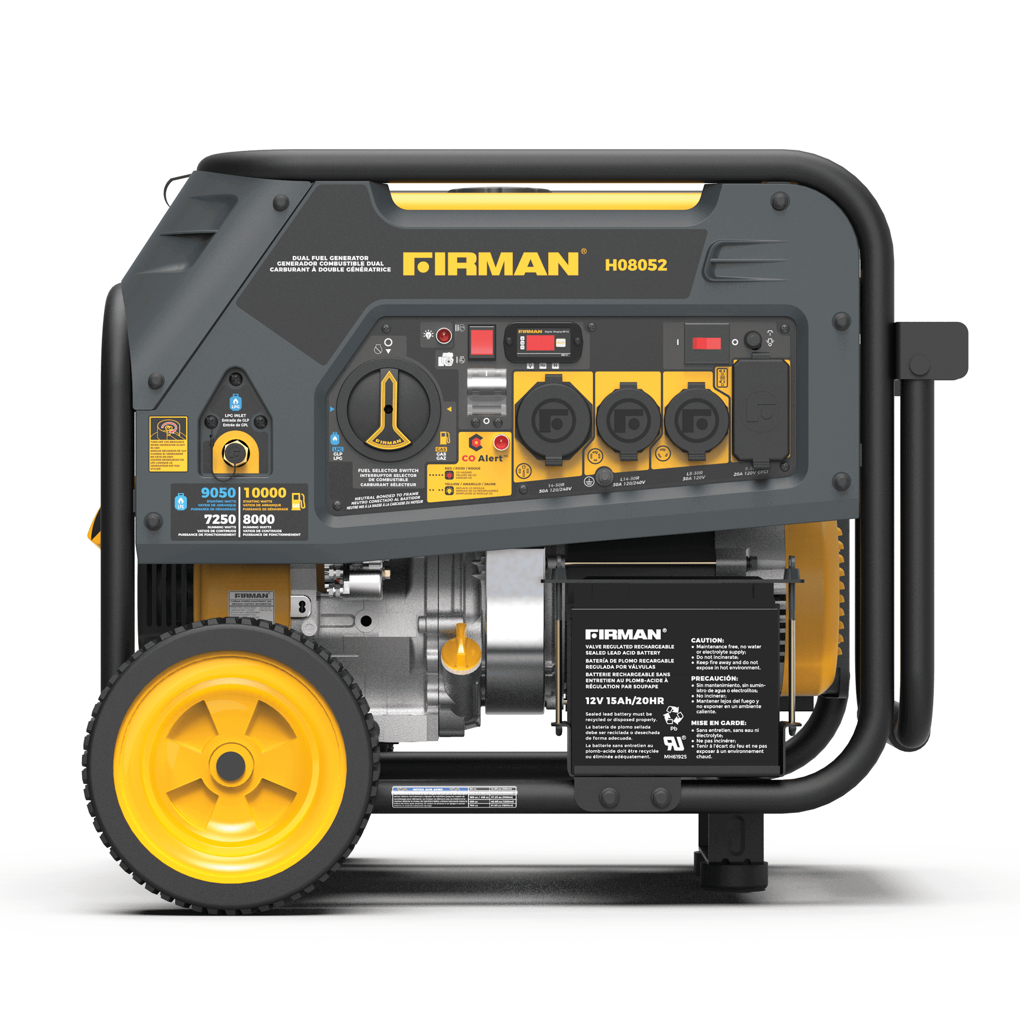 Firman H08052 Dual Fuel Portable Generator for RVs and Backup Power, engineered in USA at Cabin Depot with 3-year warranty.