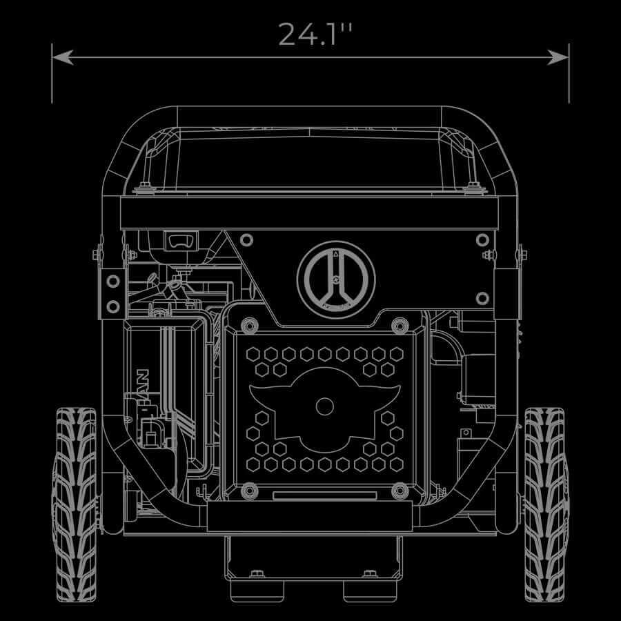 Blueprint of Firman 4,200W Whisper Series Generator with dimensions, available at Cabin Depot.