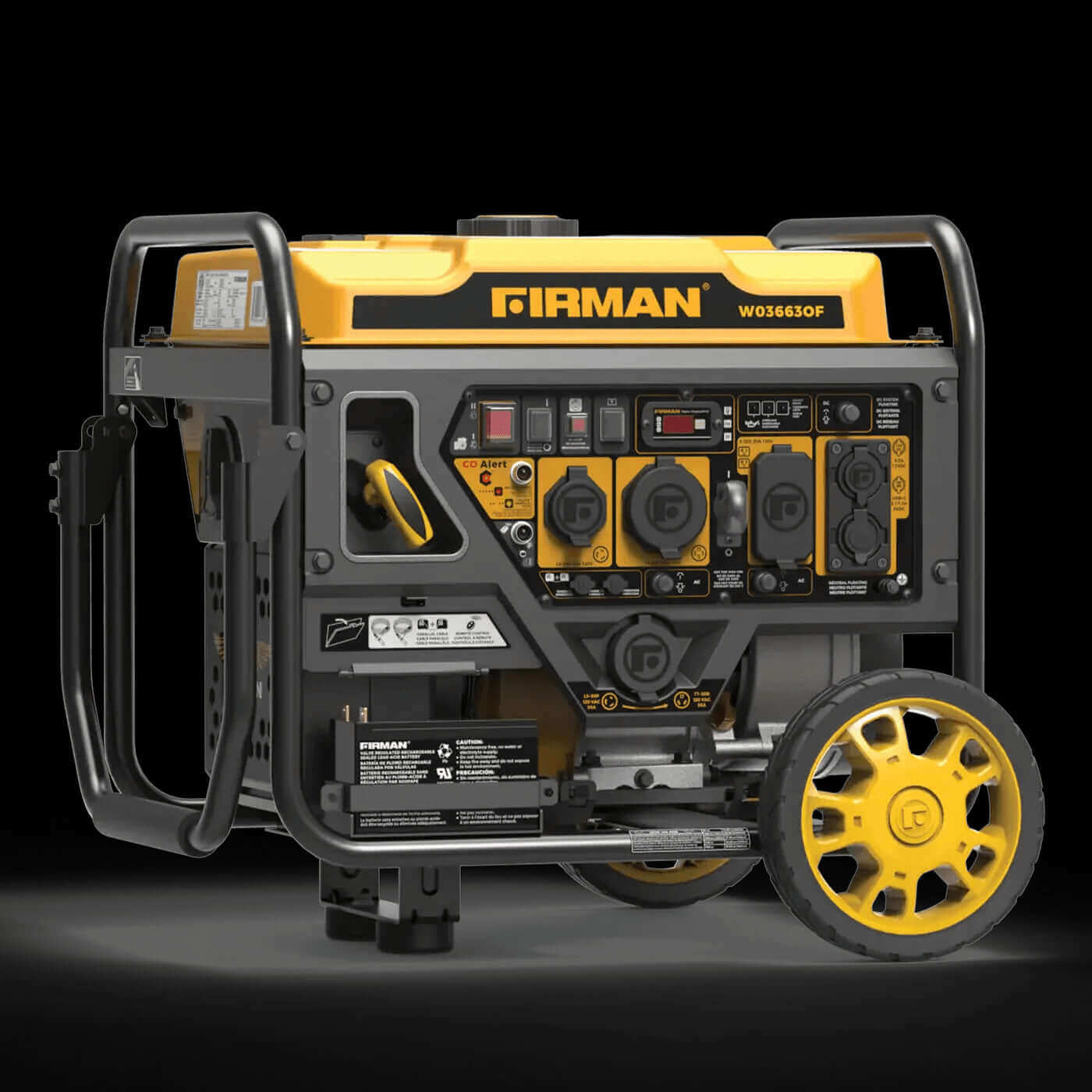 Firman 4200W Whisper Series generator with remote start, dual fuel, ideal for home, camping, tailgating, available at Cabin Depot.