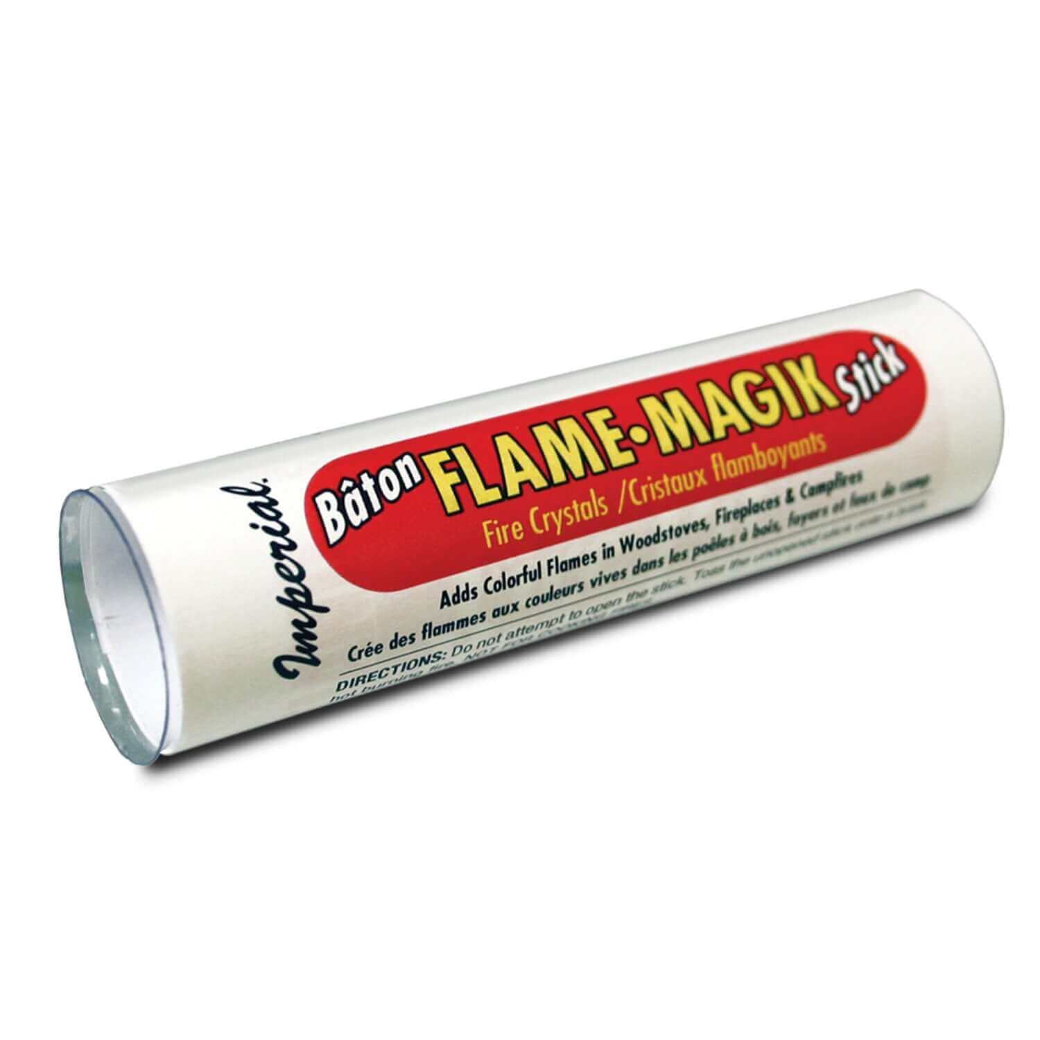 Imperial Flame-Magik Crystals 1.45 oz tube for colorful fires from Cabin Depot, ideal for woodstoves and campfires.