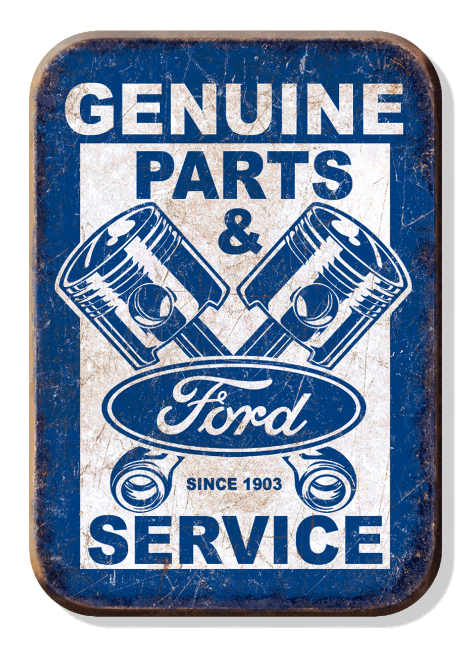 Vintage Rustic Metal Sign for Genuine Ford Parts and Service - Perfect for Garage or Man Cave Decor