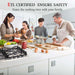 Family cooking in a modern kitchen with GaslandChef stovetop, highlighting ETL certification and safety features.