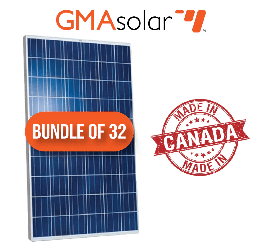 Bundle of 32 GMA Solar 275 Watt Poly Panels Made in Canada - Available at Cabin Depot