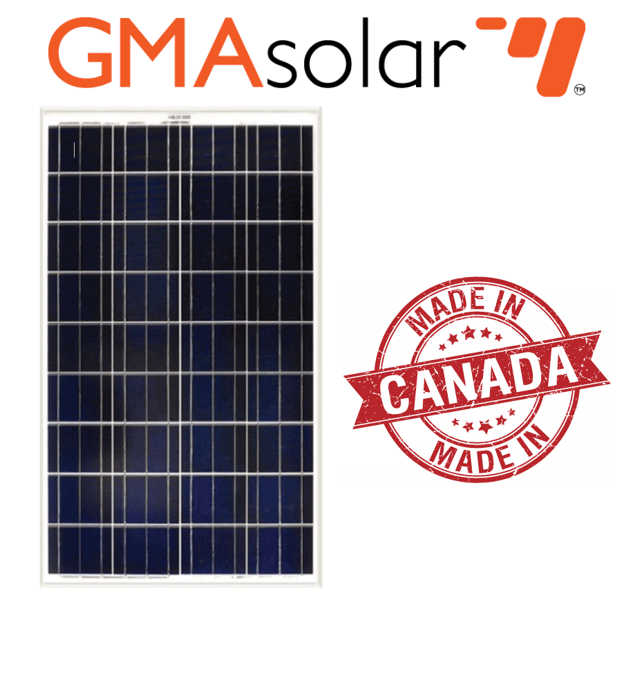 GMA Solar 150 Watt Poly Solar Panel, Made in Canada, Available at The Cabin Depot, Quantity Discounts for 6 Panel Bundles