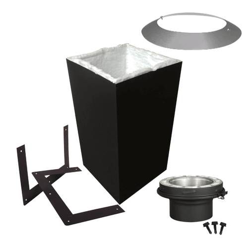 Summum Pro 36" Square Ceiling Support Kit, Cabin Depot flue extension, stainless steel chimney support for sloped roofs.